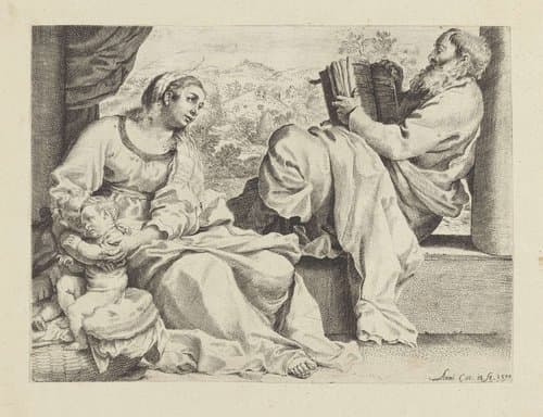 Heilige Familie met de jonge Johannes de Doper by Annibale Carracci