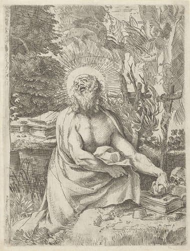 De heilige Hieronymus in de wildernis by Annibale Carracci