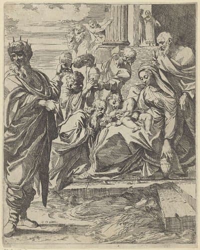Aanbidding door de koningen by Francesco Brizio