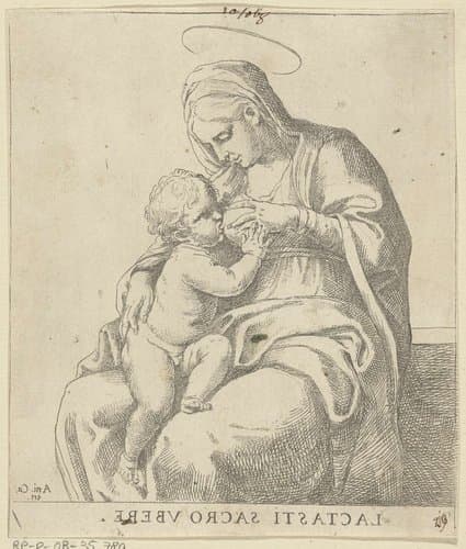 Maria het Christuskind voedend by anonymous