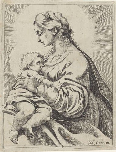Maria het Christuskind voedend by anonymous