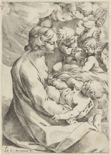 Maria met Kind en engelen by Ludovico Carracci