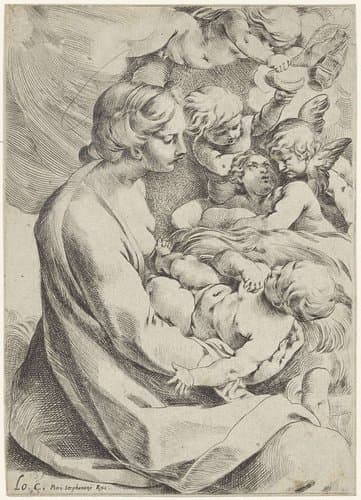 Maria met Kind en engelen by Ludovico Carracci