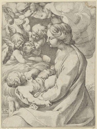 Maria met Kind en engelen by anonymous
