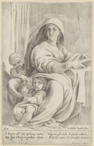 Maria met Kind en de jonge Johannes de Doper by Ludovico Carracci