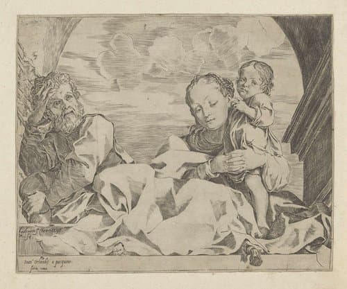 Heilige Familie onder een boog by Ludovico Carracci