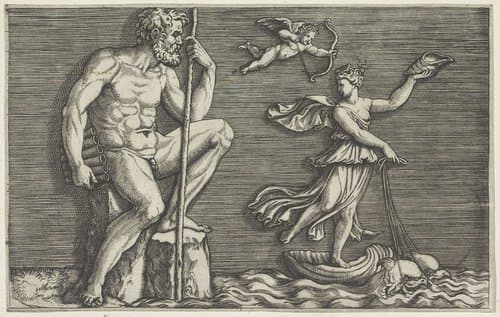 Galatea ontsnapt aan Polyphemus by Marco Dente