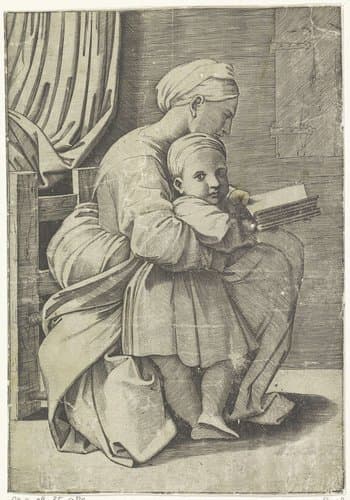 Maria leert het Christuskind lezen by Marco Dente
