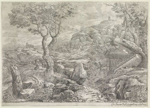 Landschap met een verzonken weg by Giovanni Francesco Grimaldi