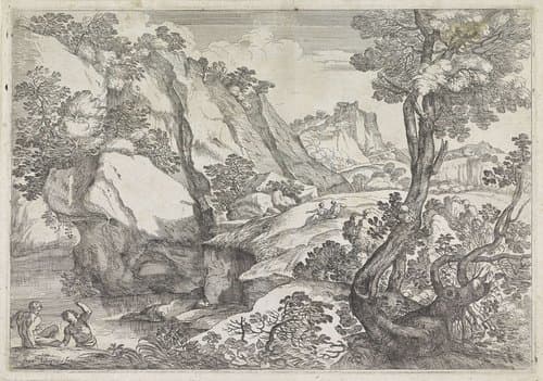 Landschap met vergroeide boom by Giovanni Francesco Grimaldi