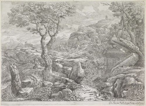 Landschap met verzonken weg by Giovanni Francesco Grimaldi