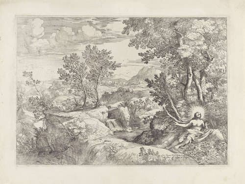 Landschap met de boetvaardige Maria Magdalena by Giovanni Francesco Grimaldi
