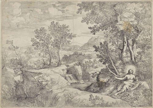 Landschap met de boetvaardige Maria Magdalena by Giovanni Francesco Grimaldi