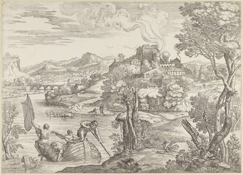 Landschap met luitspeler by Giovanni Francesco Grimaldi