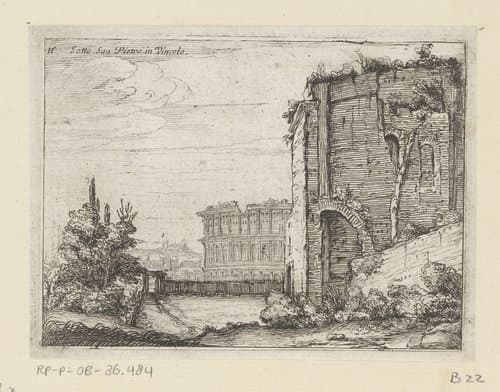 Ruïnes van antiek bouwwerk en het Colosseum te Rome