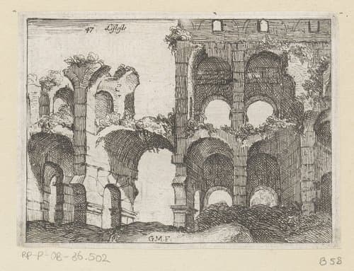 Resten van het Colosseum te Rome by Giovanni Battista Mercati