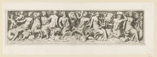 Tritons, Nereïden en putti by Giovanni Battista Mercati