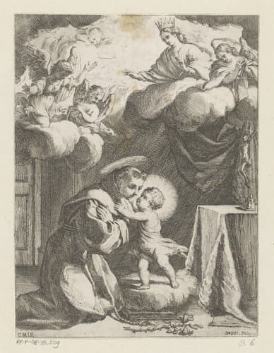 Heilige Antonius van Padua het Kind aanbiddend