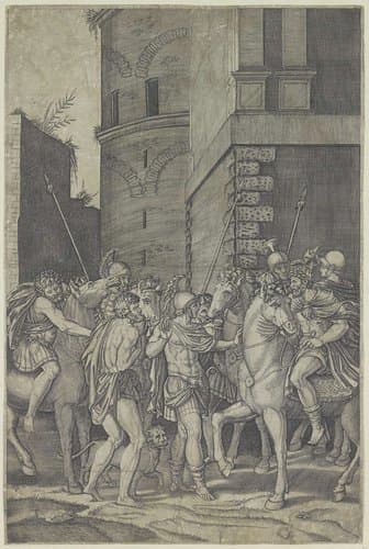 Hadrianus ontmoet Androclus by Agostino Veneziano