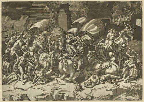 Veldslag tussen Romeinen en Carthagers by Marco Dente