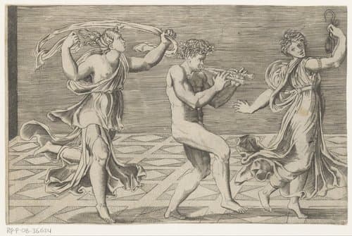 Dansende sater en maenaden by anonymous