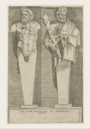 Twee hermen van Hercules by Meester van de Dobbelsteen