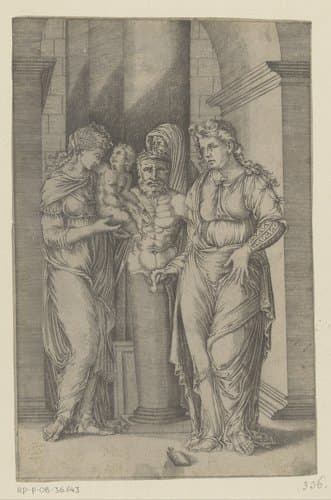 Presentatie van een kind aan Priapus by Agostino Veneziano