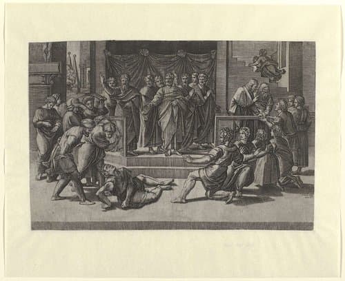 Dood van Ananias by Agostino Veneziano