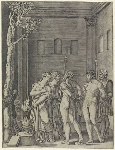 Iphigenia herkent Orestes by Agostino Veneziano