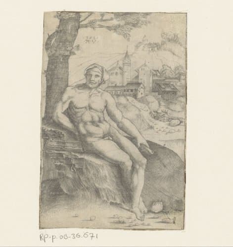 Man met bladmuziek by Agostino Veneziano