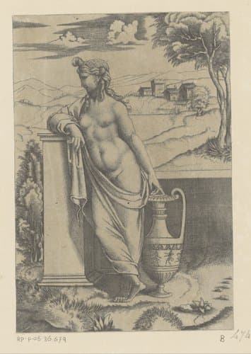 Vrouw met amfoor by Agostino Veneziano