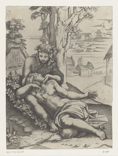 Venus en Adonis by Agostino Veneziano