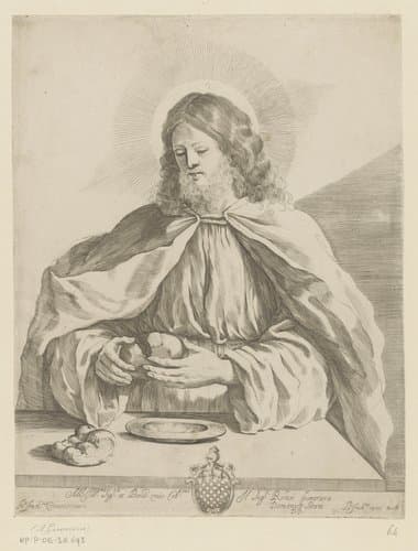 Christus breekt het brood by Giovanni Francesco Mucci
