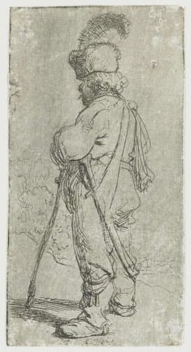 Polander leaning on a stick by Rembrandt van Rijn