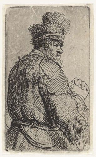 Oude man van achteren gezien by Rembrandt van Rijn