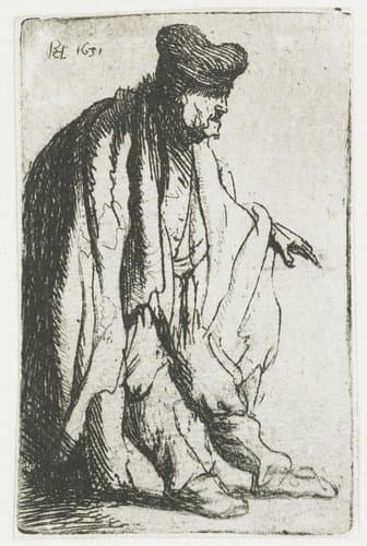 Bedelaar met uitgestrekte linkerhand by Rembrandt van Rijn