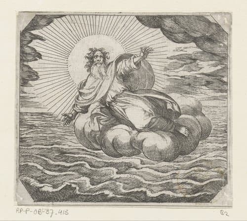 God schept hemel en aarde by Antonio Tempesta