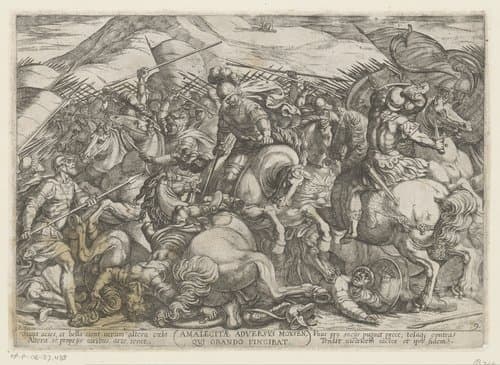 Amalecitae adversus Moysen qui orando vincibat by Antonio Tempesta