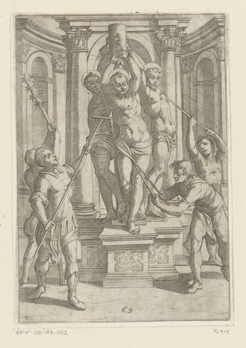 Foltering met stokken met scherpe punten by Antonio Tempesta