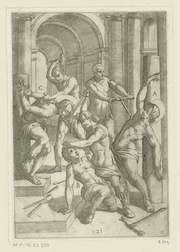 Foltering met dolk en wichelroede by Antonio Tempesta