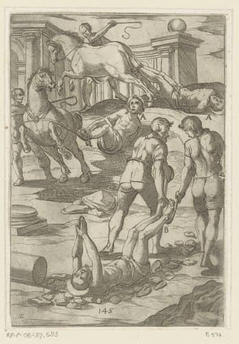 Foltering: voortslepen door paarden by Antonio Tempesta