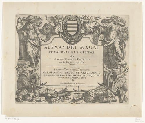 Cartouche met Standvastigheid en Veelvuldigheid by Antonio Tempesta