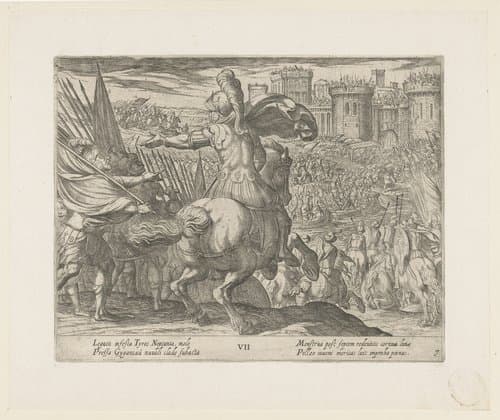 Alexander de Grote valt Tyrus aan vanuit zee by Antonio Tempesta