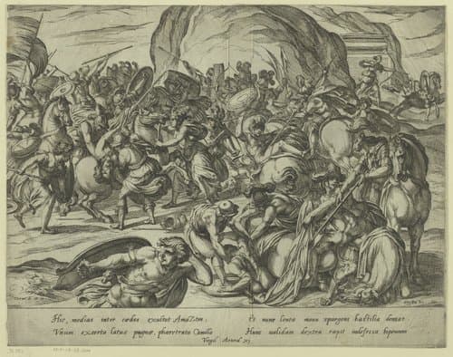 De dood van Camillus in de strijd tussen Grieken en Romeinen by Antonio Tempesta