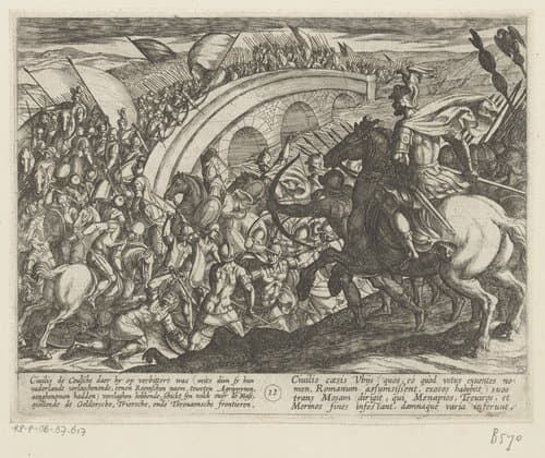 Troepen van Julius Civilis steken de Maas over by Antonio Tempesta