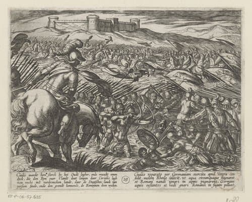 Julius Civilis zet het land onder water met behulp van dijken by Antonio Tempesta