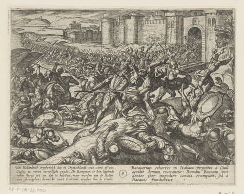 De Romeinen worden verslagen door de Nederlandse troepen te Bonn by Antonio Tempesta