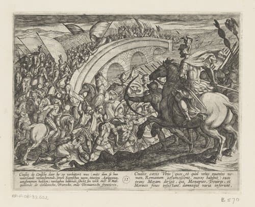 Troepen van Julius Civilis steken de Maas over by Antonio Tempesta
