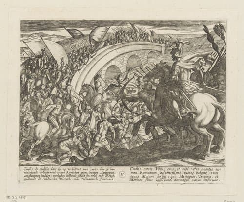 Batavorum cum Romanis Bellum, à Corn. Tacito / De Batavische Oft Oude Hollandtsche Oorloghe teghen de Romeynen by Antonio Tempesta