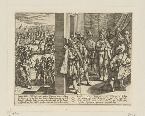 Geheime ontmoeting van Civilis met leiders van de Teviri by Antonio Tempesta